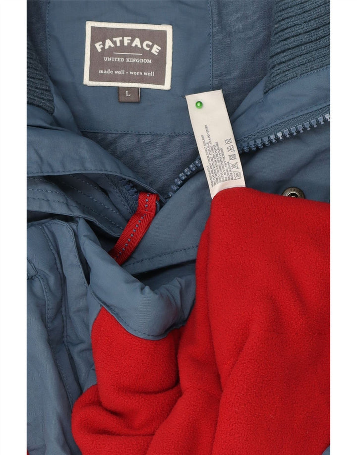 FAT FACE Mens Hooded Windbreaker Jacket UK 40 Large Blue Nylon
