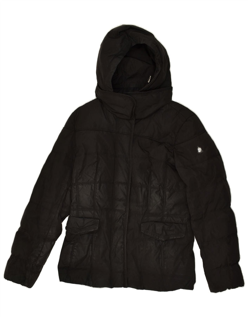 MARINA YACHTING Womens Hooded Padded Jacket IT 46 Large Black Vintage Marina Yachting and Second-Hand Marina Yachting from Messina Hembry 