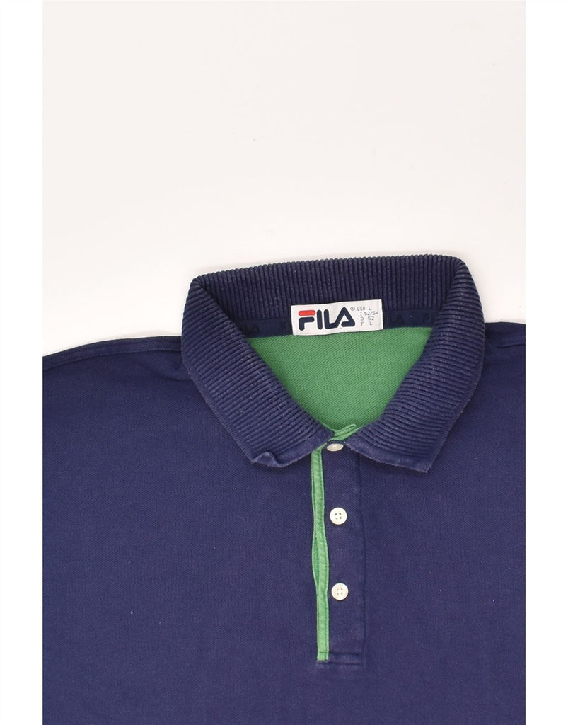 FILA Mens Polo Shirt IT 52 Large Navy Blue Cotton | Vintage Fila | Thrift | Second-Hand Fila | Used Clothing | Messina Hembry 