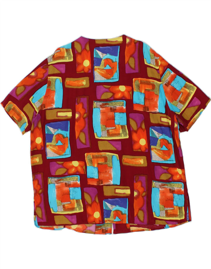 ELENA MIRO Womens Short Sleeve Shirt Blouse UK 20 2XL Red Patchwork Vintage ELENA MIRO and Second-Hand ELENA MIRO from Messina Hembry 