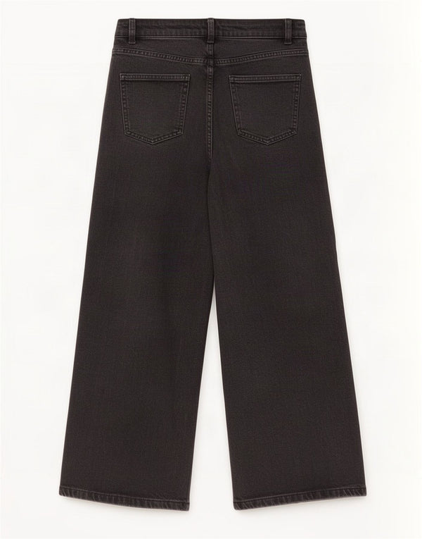 Marks & Spencer Womens Wide Leg Jeans UK 10 Small W28 L27 Black Cotton