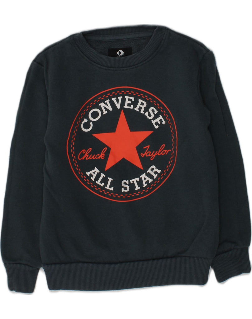 CONVERSE Boys Graphic Sweatshirt Jumper 3-4 Years XS Grey Cotton | Vintage Converse | Thrift | Second-Hand Converse | Used Clothing | Messina Hembry 