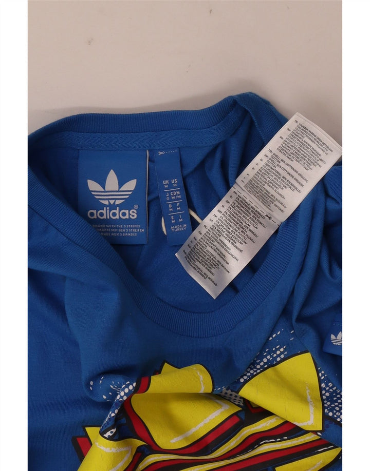 Adidas Mens Graphic T-Shirt Top Medium Blue Cotton