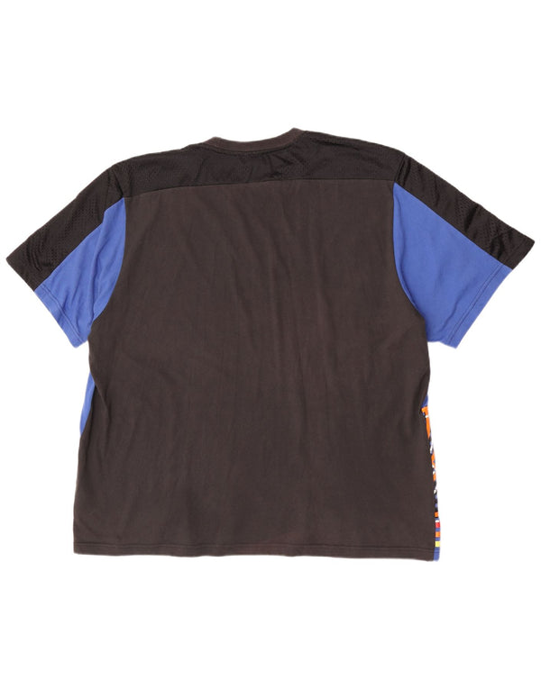 Adidas Mens Graphic T-Shirt Top 2XL Blue Colourblock Cotton
