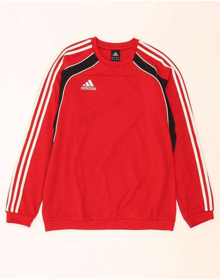 Adidas Mens Sweatshirt Jumper UK 38/40 Medium Red Colourblock Polyester
