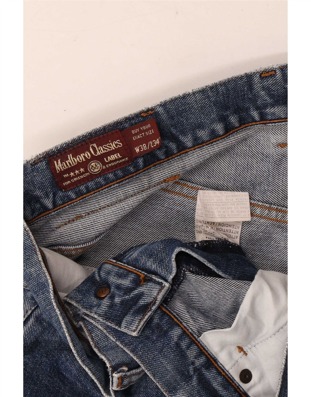 Marlboro Classics Mens Straight Jeans W38 L31 Blue Cotton