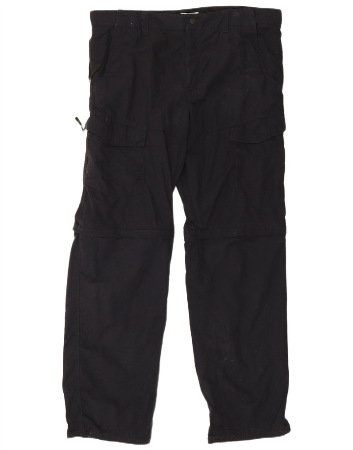 Marks & Spencer Mens Straight Cargo Trousers W40 L33 Black Cotton