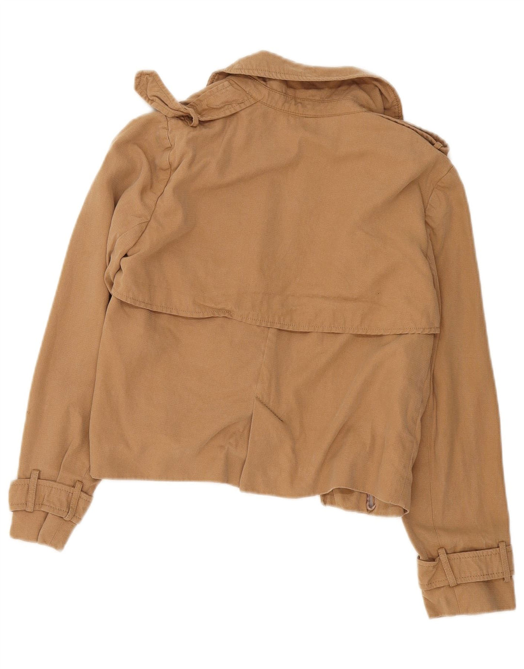 Zara Womens Open Oversized Military Jacket UK 10 Small Beige Lyocell