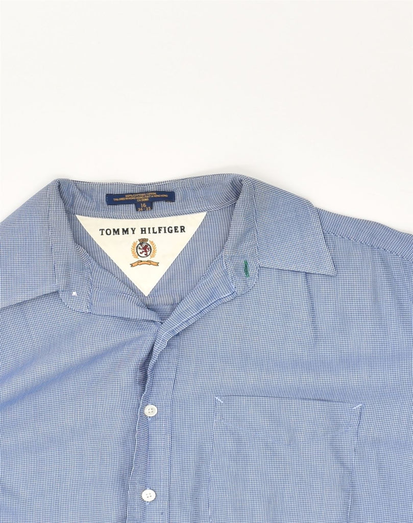 TOMMY HILFIGER Mens Shirt Size 16 Large Blue Gingham Cotton | Vintage Tommy Hilfiger | Thrift | Second-Hand Tommy Hilfiger | Used Clothing | Messina Hembry 