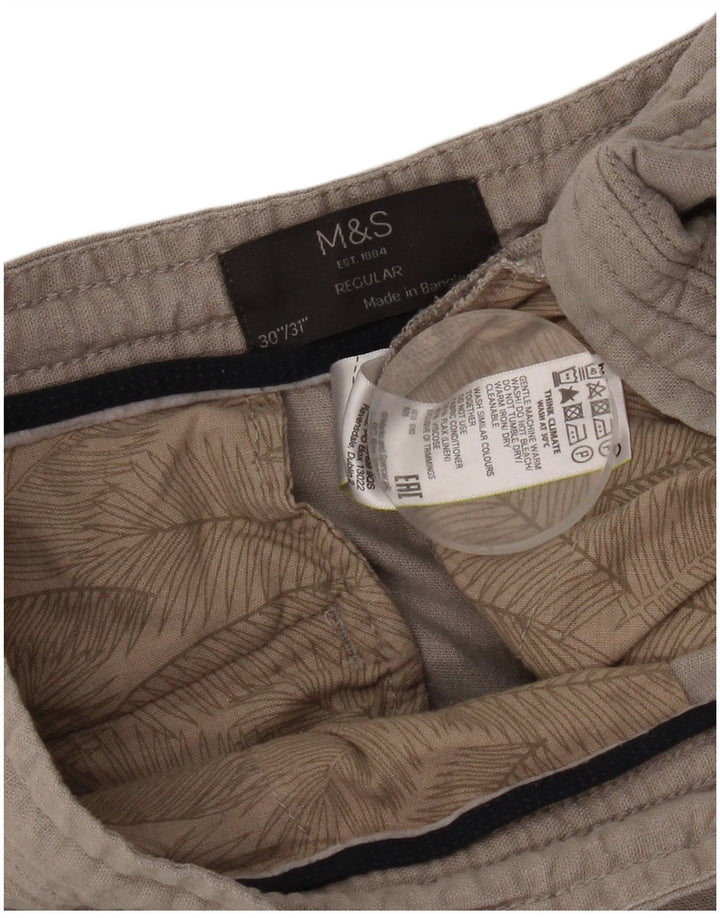 Marks & Spencer Womens Regular Straight Chino Trousers W30 L31 Grey Linen