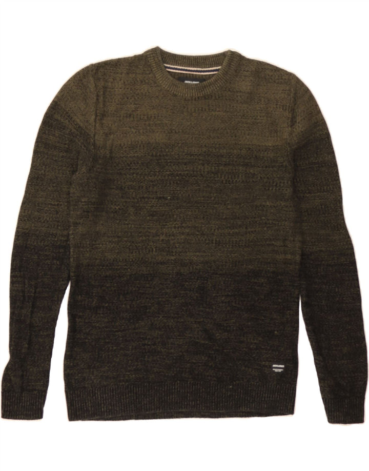 JACK & JONES Mens Crew Neck Jumper Sweater Medium Khaki Cotton Vintage Jack & Jones and Second-Hand Jack & Jones from Messina Hembry 