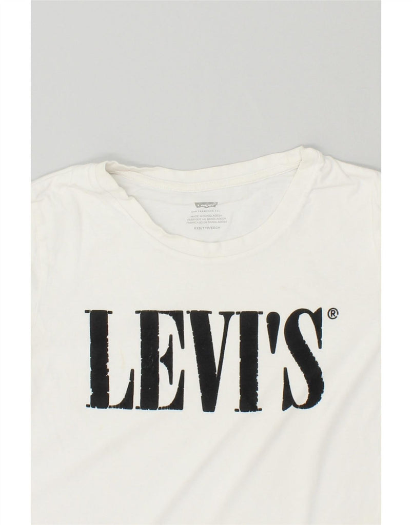 LEVI'S Womens Graphic T-Shirt Top UK 2 2XS White Cotton Vintage Levi's and Second-Hand Levi's from Messina Hembry 