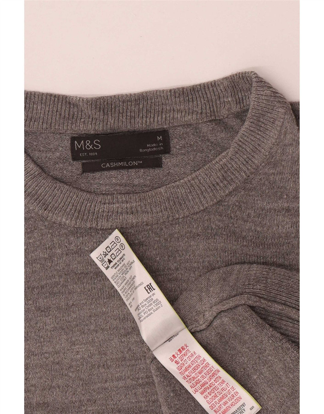 Marks & Spencer Mens Boat Neck Jumper Sweater Medium Grey Acrylic