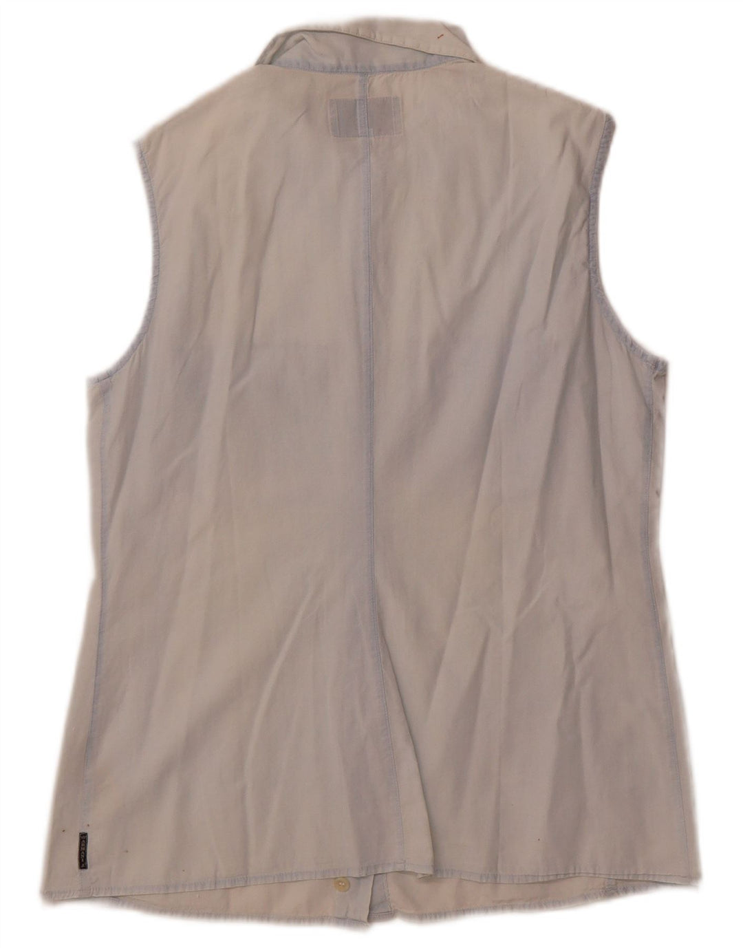 Armani Jeans Womens Sleeveless Shirt UK 14 Large Blue Cotton