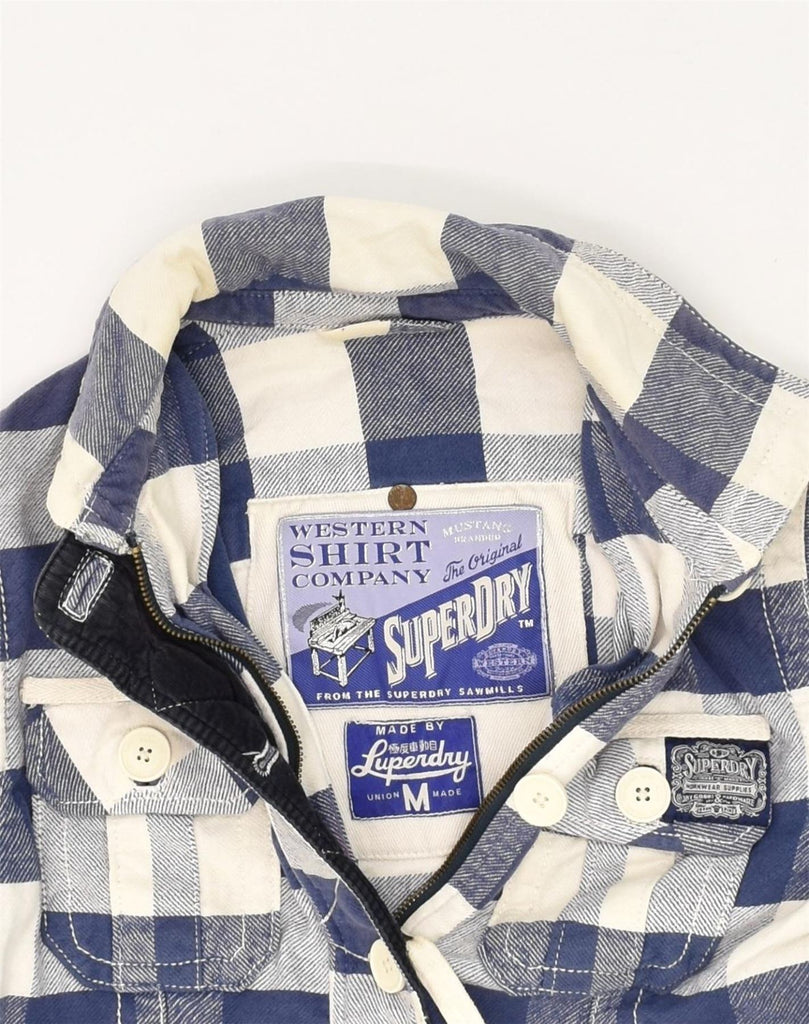 SUPERDRY Womens Bomber Jacket UK 12 Medium Blue Check Cotton | Vintage Superdry | Thrift | Second-Hand Superdry | Used Clothing | Messina Hembry 