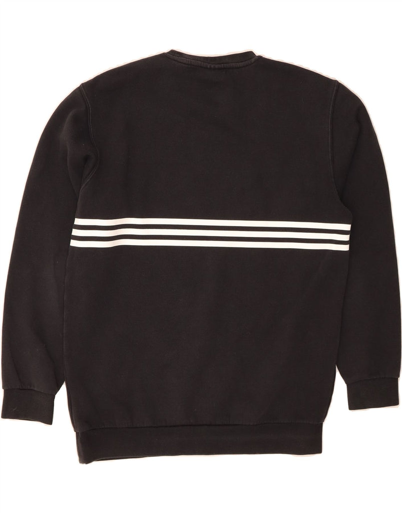 ADIDAS Mens Graphic Sweatshirt Jumper Medium Black Striped Cotton Vintage Adidas and Second-Hand Adidas from Messina Hembry 