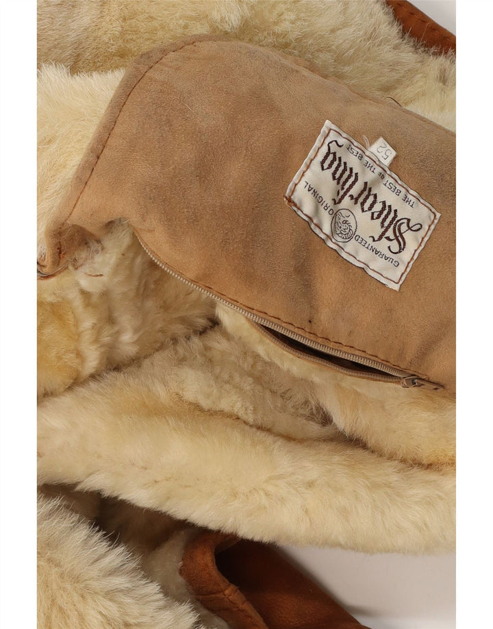 Vintage Mens Shearling Jacket IT 52 XL Brown Shearling