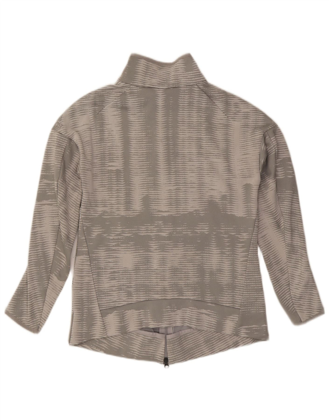 ADIDAS Womens Tracksuit Top Jacket UK 12/14 Medium Grey Striped Polyester