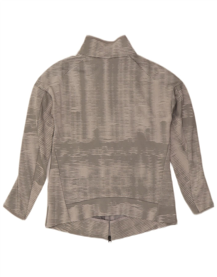 ADIDAS Womens Tracksuit Top Jacket UK 12/14 Medium Grey Striped Polyester