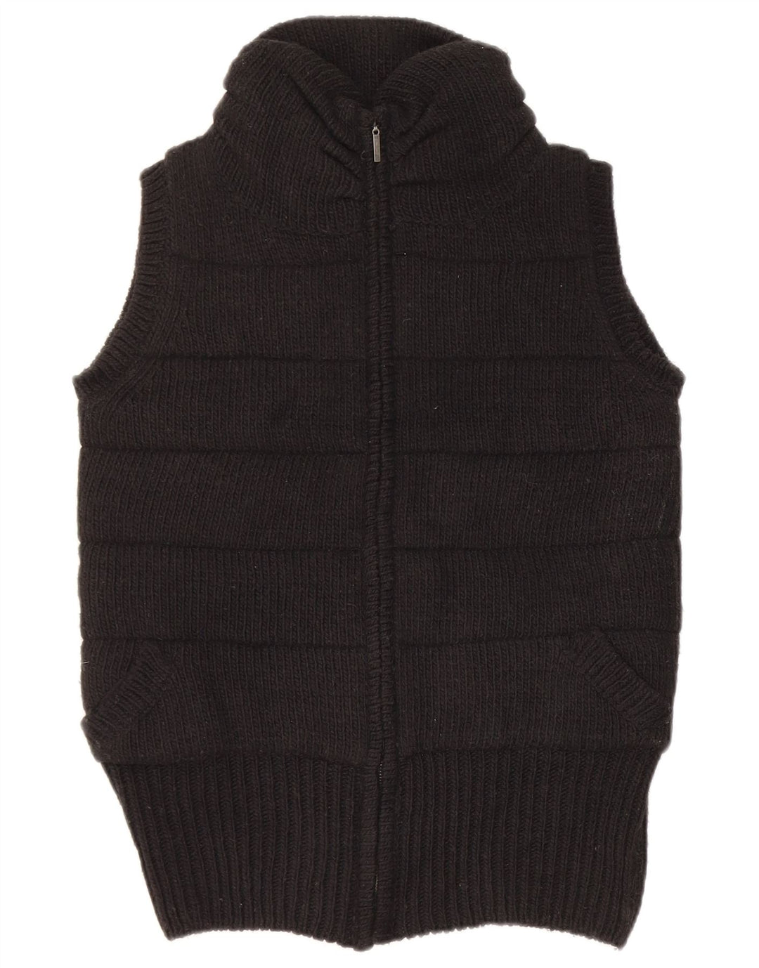Zara Womens Knit Gilet UK 14 Medium Black Acrylic