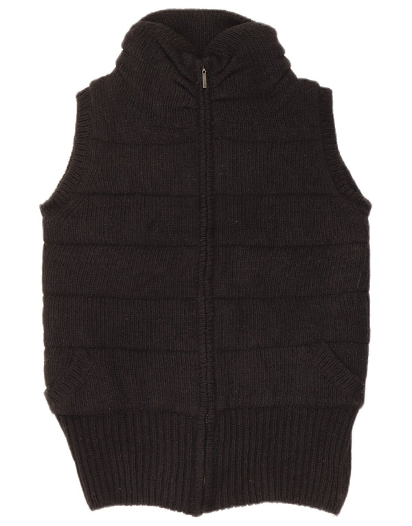 Zara Womens Knit Gilet UK 14 Medium Black Acrylic