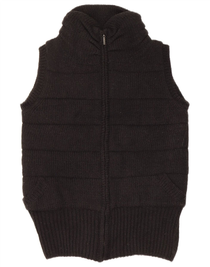 Zara Womens Knit Gilet UK 14 Medium Black Acrylic