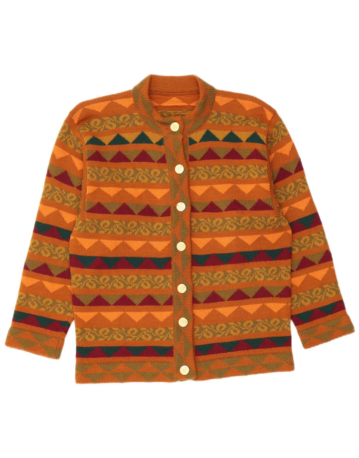 VINTAGE Womens Knit 2 Piece Skirt Set UK 14 Medium W28  Brown Geometric