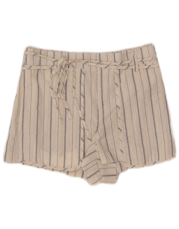 Zara Womens High Waist Hot Pants Small W26 White Striped