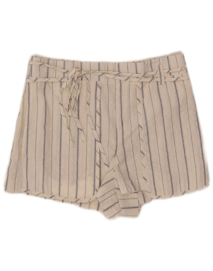 Zara Womens High Waist Hot Pants Small W26 White Striped