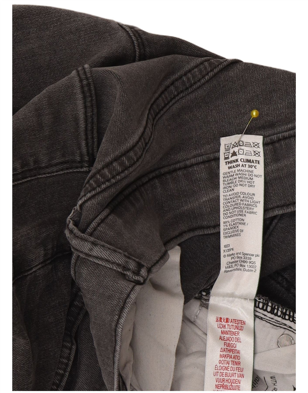 Marks & Spencer Mens Slim Jeans W34  L33 Grey Cotton