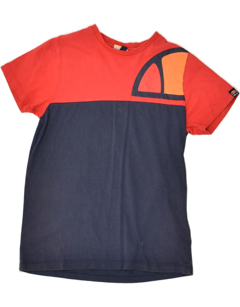 ELLESSE Boys Graphic T-Shirt Top 12-13 Years Navy Blue Colourblock Cotton | Vintage Ellesse | Thrift | Second-Hand Ellesse | Used Clothing | Messina Hembry 