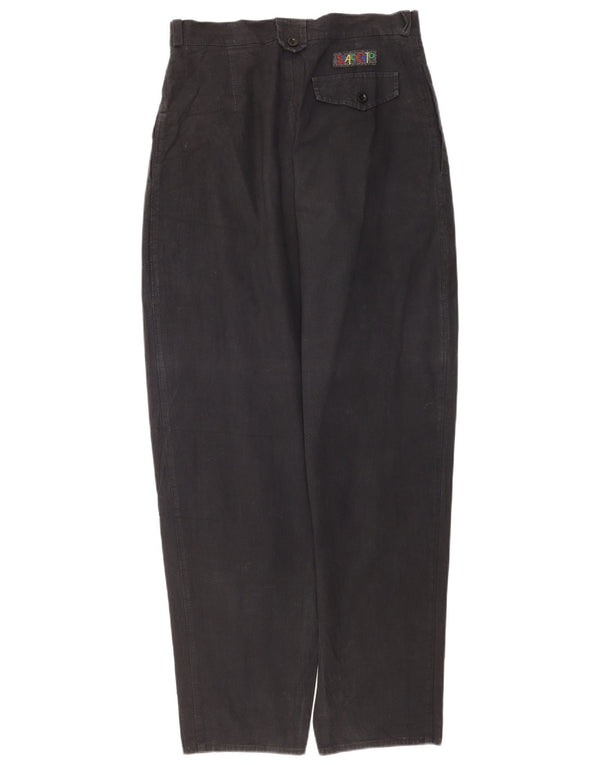 Vintage Womens High Waist Loose Fit Chino Trousers W30 L32 Black