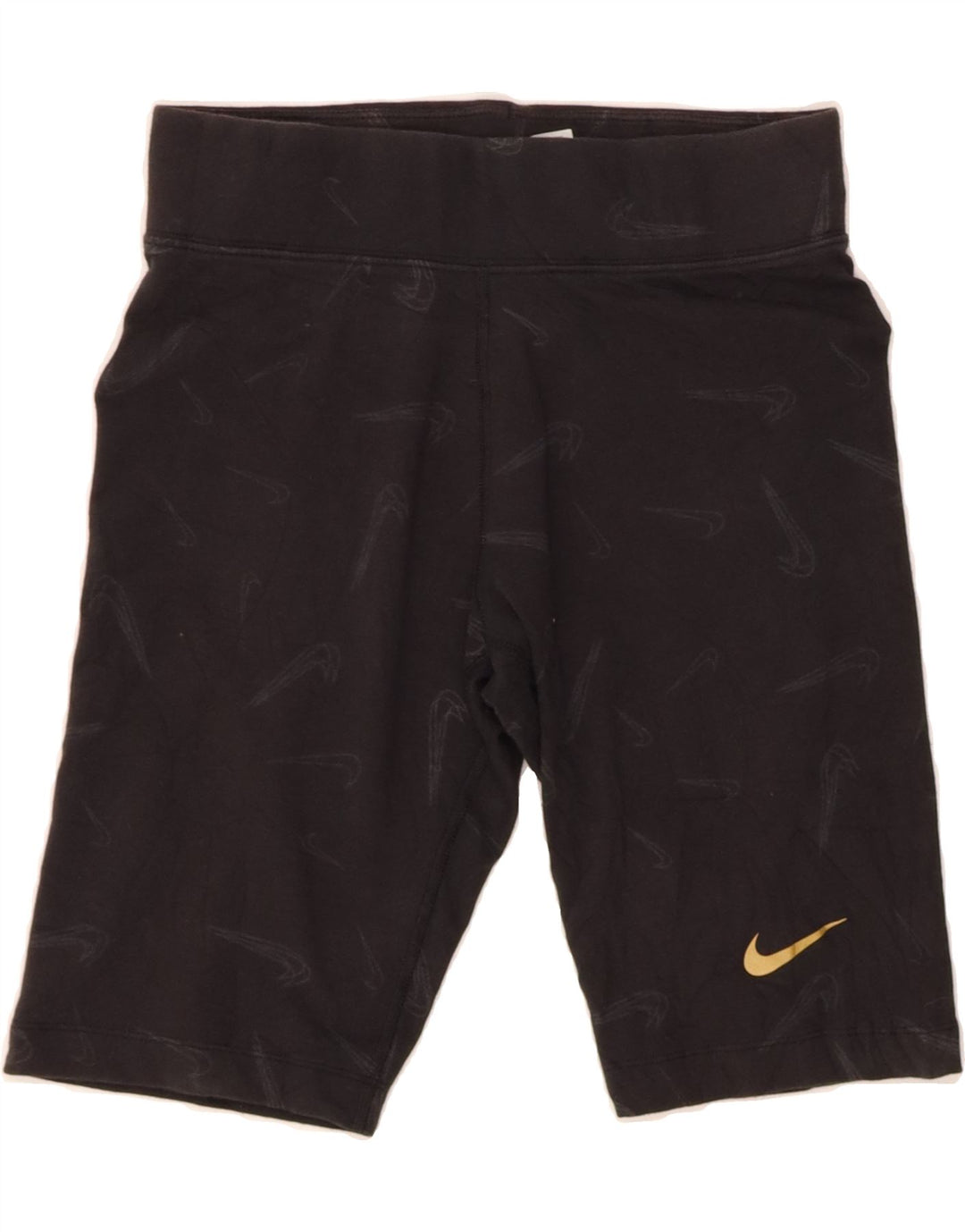 NIKE Womens Tight Fit Graphic Sport Shorts UK 8 Small  Black Polyester Vintage Nike and Second-Hand Nike from Messina Hembry 