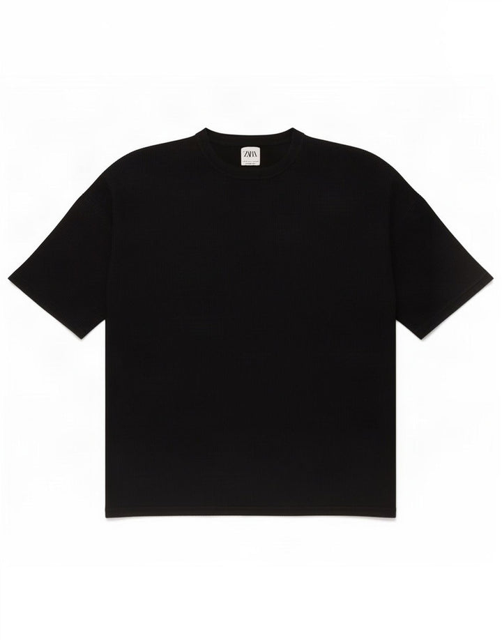 Zara Mens T-Shirt Top Large Black Cotton