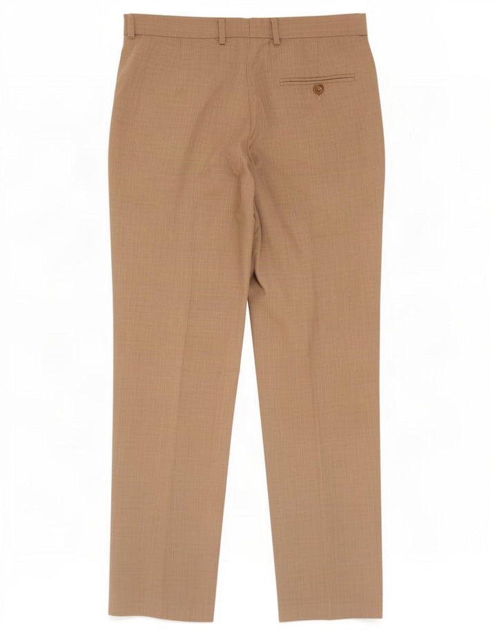 Marks & Spencer Mens Regular Fit Suit Trousers W32 L31 Beige Polyester
