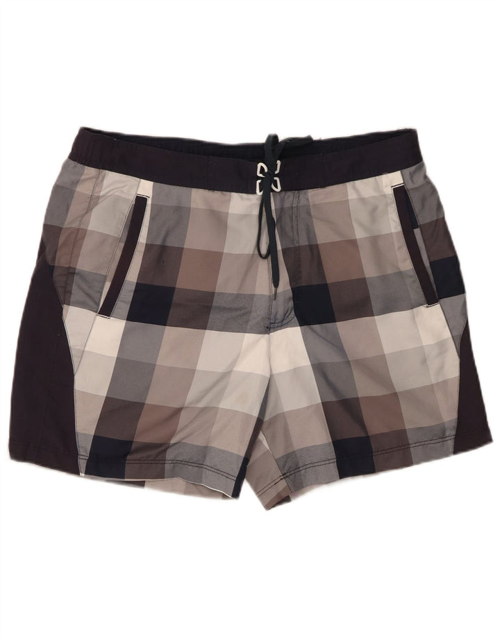 Champion Mens Swimming Shorts Large  Grey Check Polyester
