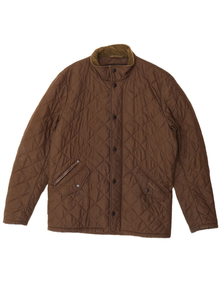Barbour Mens Quilted Jacket UK 36 Small Brown Polyester