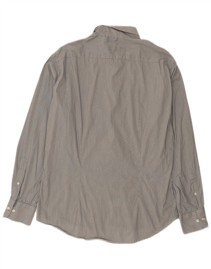 FRED PERRY Mens Slim Fit Shirt XL Grey Pinstripe Cotton