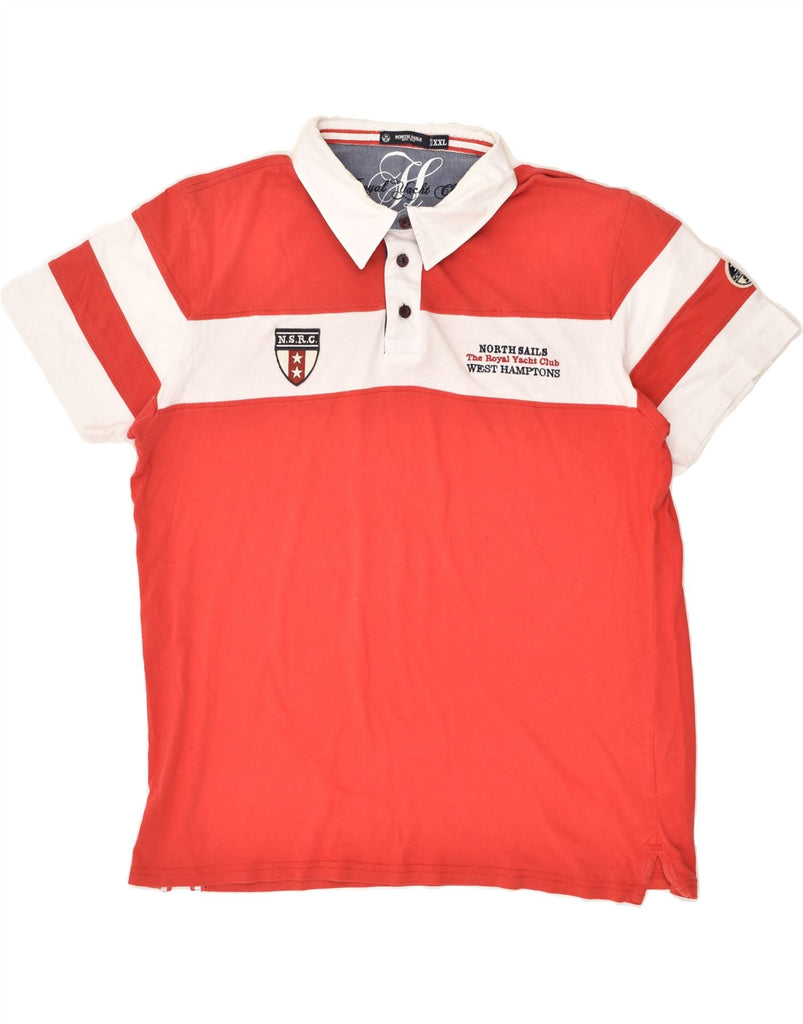 NORTH SAILS Mens Graphic Polo Shirt 2XL Red Colourblock Cotton | Vintage North Sails | Thrift | Second-Hand North Sails | Used Clothing | Messina Hembry 