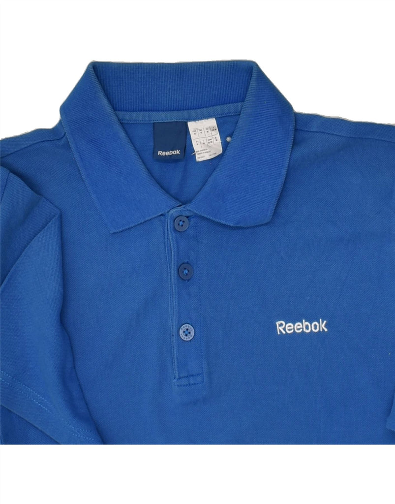 REEBOK Mens Polo Shirt Medium Blue | Vintage Reebok | Thrift | Second-Hand Reebok | Used Clothing | Messina Hembry 