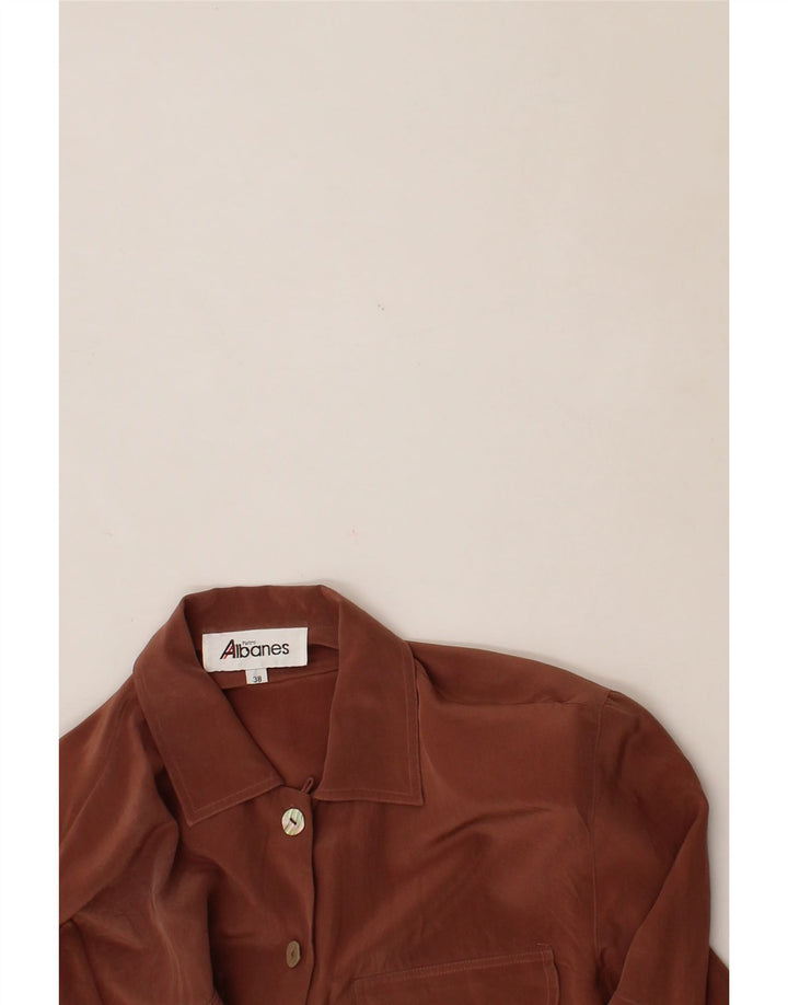 VINTAGE Womens Short Sleeve Shirt Blouse EU 38 Medium Brown Vintage Vintage and Second-Hand Vintage from Messina Hembry 
