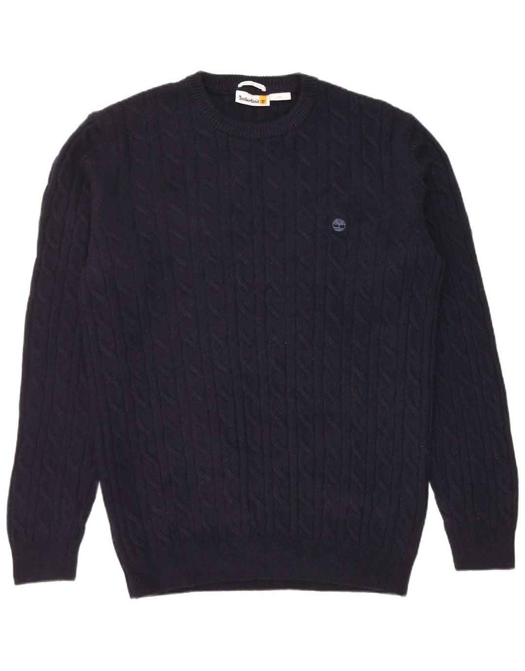 Timberland Mens Regular Fit Crew Neck Jumper Sweater Large Navy Blue Wool