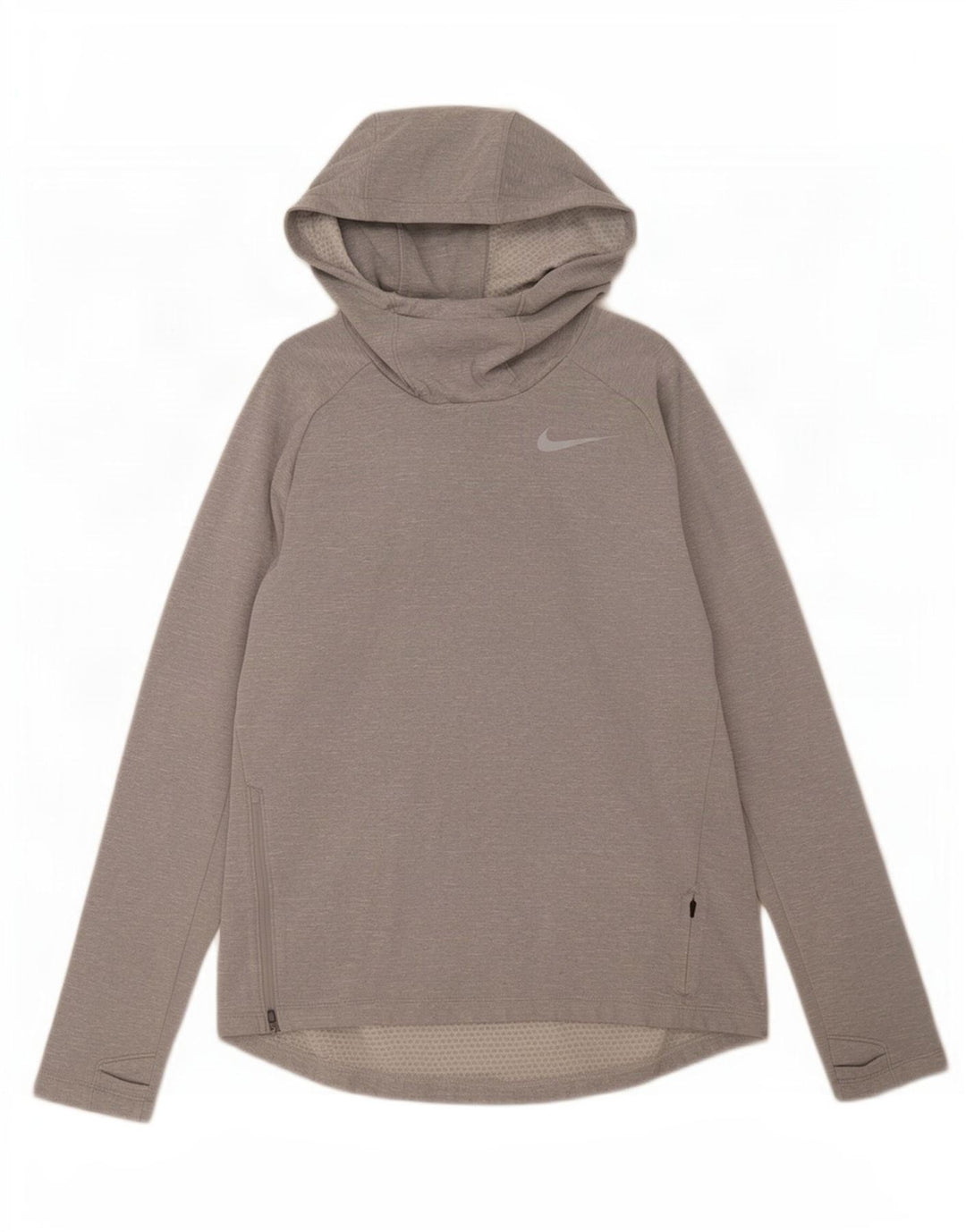 Nike Mens Dri Fit Hooded Top Long Sleeve Medium Grey Flecked Polyester