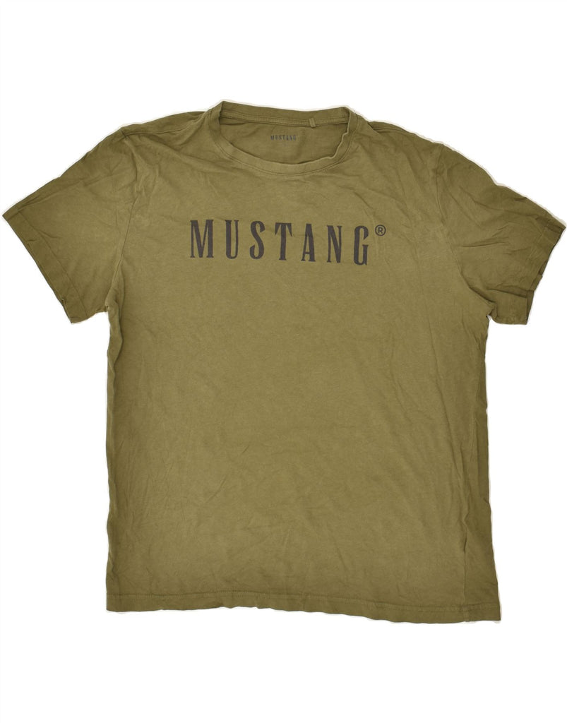 MUSTANG Mens Graphic T-Shirt Top XL Green Cotton | Vintage Mustang | Thrift | Second-Hand Mustang | Used Clothing | Messina Hembry 