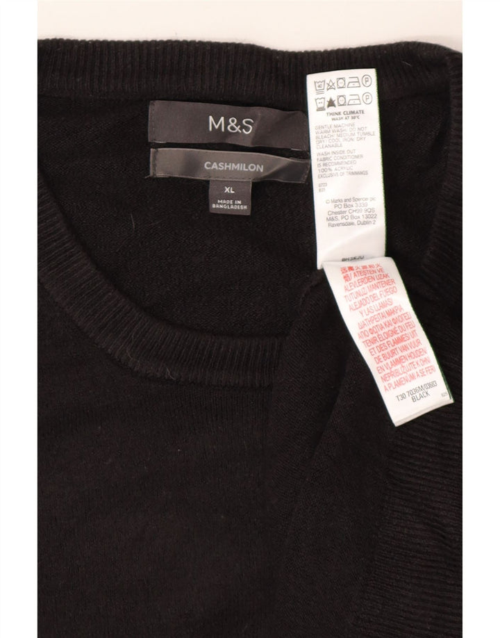 MARKS & SPENCER Mens Crew Neck Jumper Sweater XL Black Acrylic