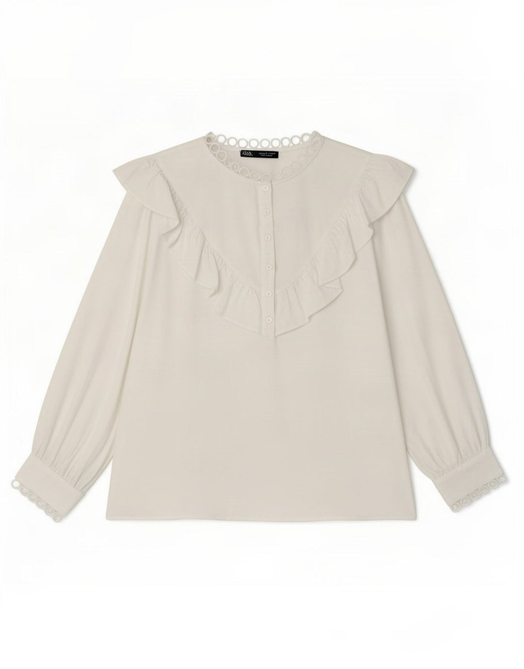 Zara Womens 3/4 Sleeve Blouse Top UK 16 Large White Polyester