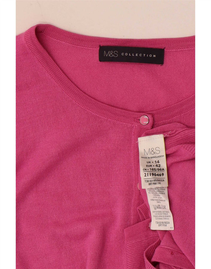 Marks & Spencer Womens Cardigan Sweater UK 14 Medium Pink Viscose
