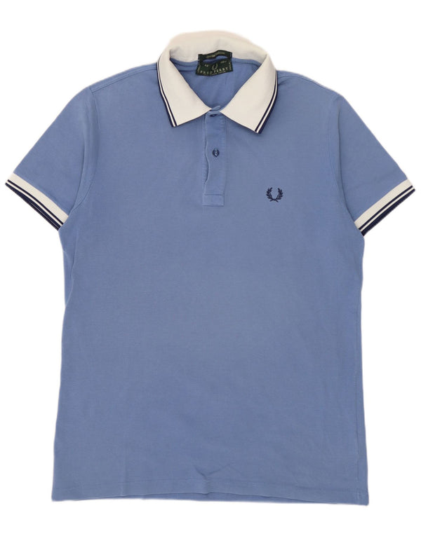 Fred Perry Mens Polo Shirt Medium Blue Colourblock Cotton