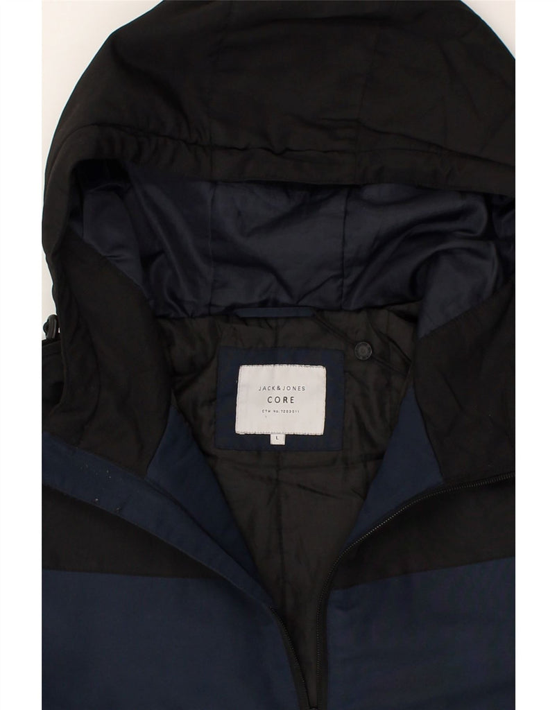 JACK & JONES Mens Hooded Windbreaker Jacket UK 40 Large Navy Blue | Vintage Jack & Jones | Thrift | Second-Hand Jack & Jones | Used Clothing | Messina Hembry 