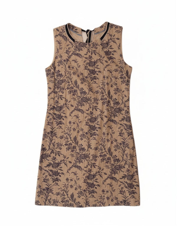 LAURA ASHLEY Womens Sleeveless Sheath Dress UK 14 Large  Beige Floral